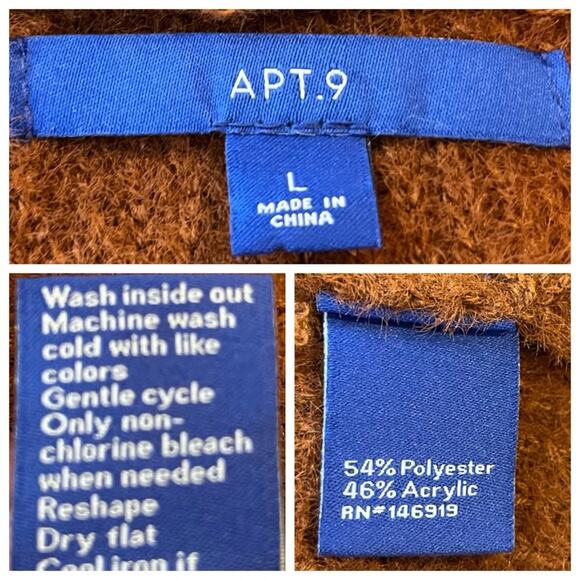 Apt. 9 Sweater V-neck Oversized Long Sleeves Soft Dark Orange Women’s Size Large - Picture 9 of 10